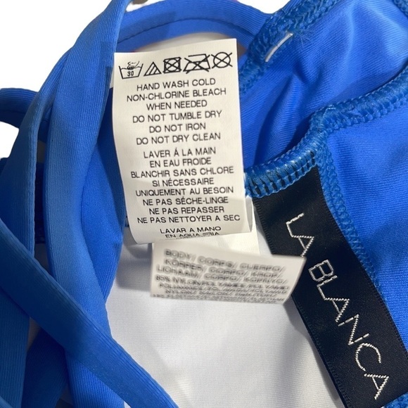 NWT La Blanca Strappy Blue Plunge Tummy Control Swimsuit SZ 4 - Picture 10 of 11
